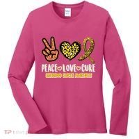 Peace Love Cure Childhood Cancer Awareness Women's Long Sleeve Shirt thumb 0