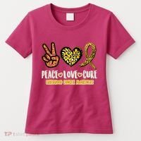 Peace Love Cure Childhood Cancer Awareness Women's T-Shirt thumb 0