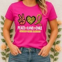 Peace Love Cure Childhood Cancer Awareness Women's T-Shirt thumb 2