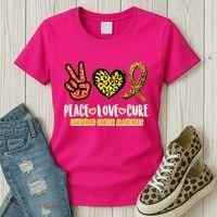 Peace Love Cure Childhood Cancer Awareness Women's T-Shirt thumb 3