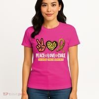 Peace Love Cure Childhood Cancer Awareness Women's T-Shirt thumb 4