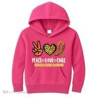 Peace Love Cure Childhood Cancer Awareness Kids Hoodie thumb 0