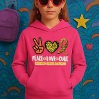 Peace Love Cure Childhood Cancer Awareness Kids Hoodie thumb 3