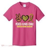 Peace Love Cure Childhood Cancer Awareness Kids T-Shirt thumb 0