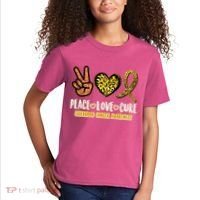 Peace Love Cure Childhood Cancer Awareness Kids T-Shirt thumb 2