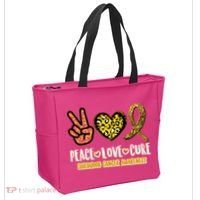 Peace Love Cure Childhood Cancer Awareness Tote Bag thumb 2