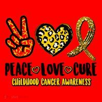 Peace Love Cure Childhood Cancer Awareness Santa Hat thumb 1
