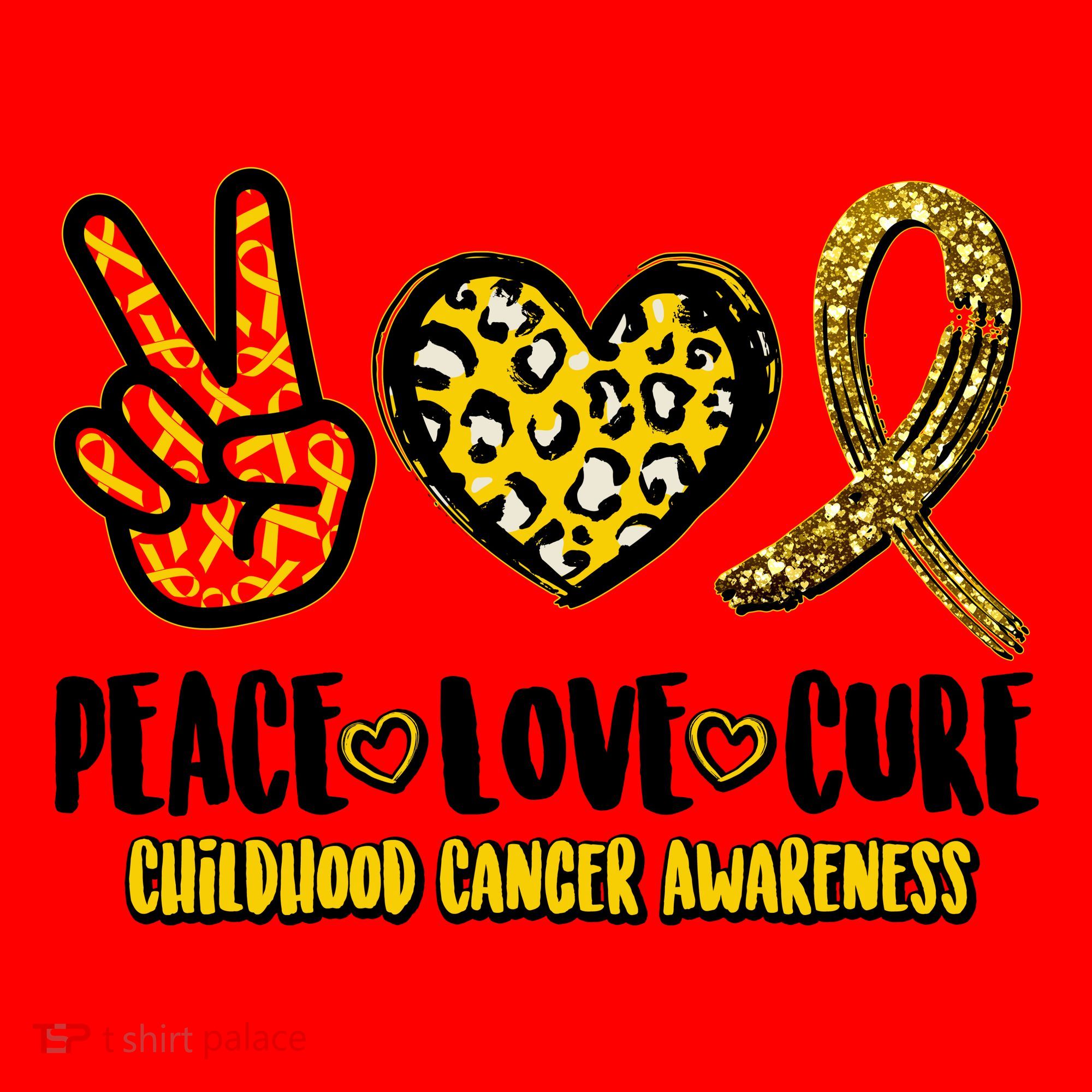 Peace Love Cure Childhood Cancer Awareness Santa Hat