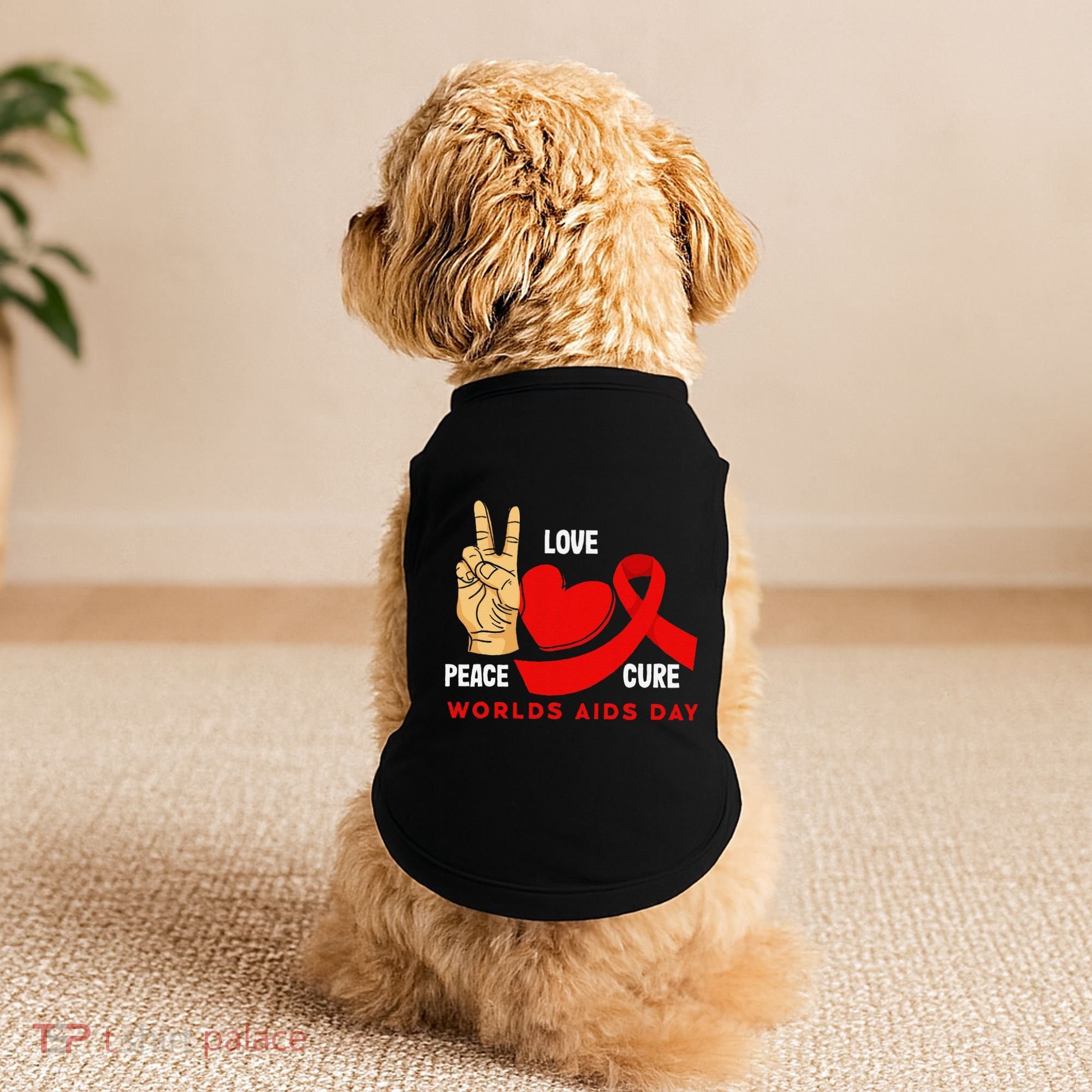 Peace Love Cure Hiv Aids Awareness World Day Doggie Tank