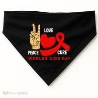 Peace Love Cure Hiv Aids Awareness World Day USA-Made Doggie Bandana thumb 0