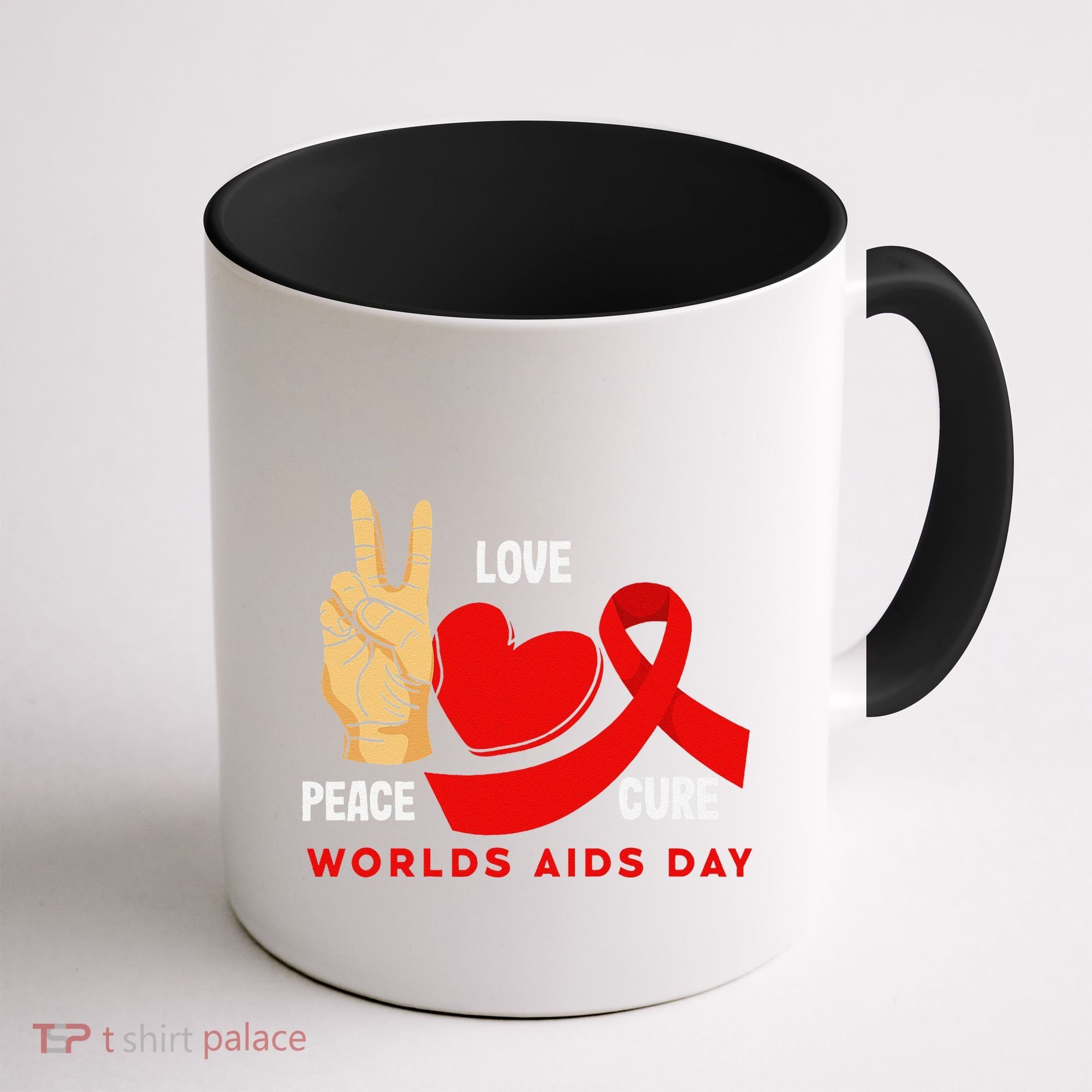 Peace Love Cure Hiv Aids Awareness World Day Coffee Mug