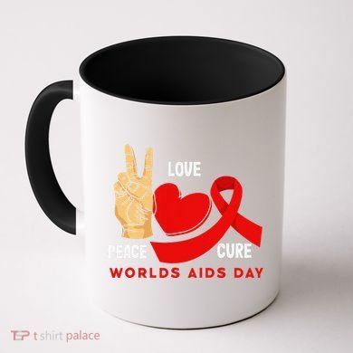 Peace Love Cure Hiv Aids Awareness World Day Coffee Mug