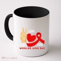 Peace Love Cure Hiv Aids Awareness World Day Coffee Mug thumb 0