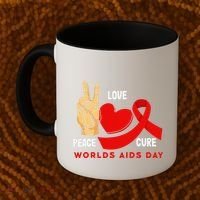 Peace Love Cure Hiv Aids Awareness World Day Coffee Mug thumb 2