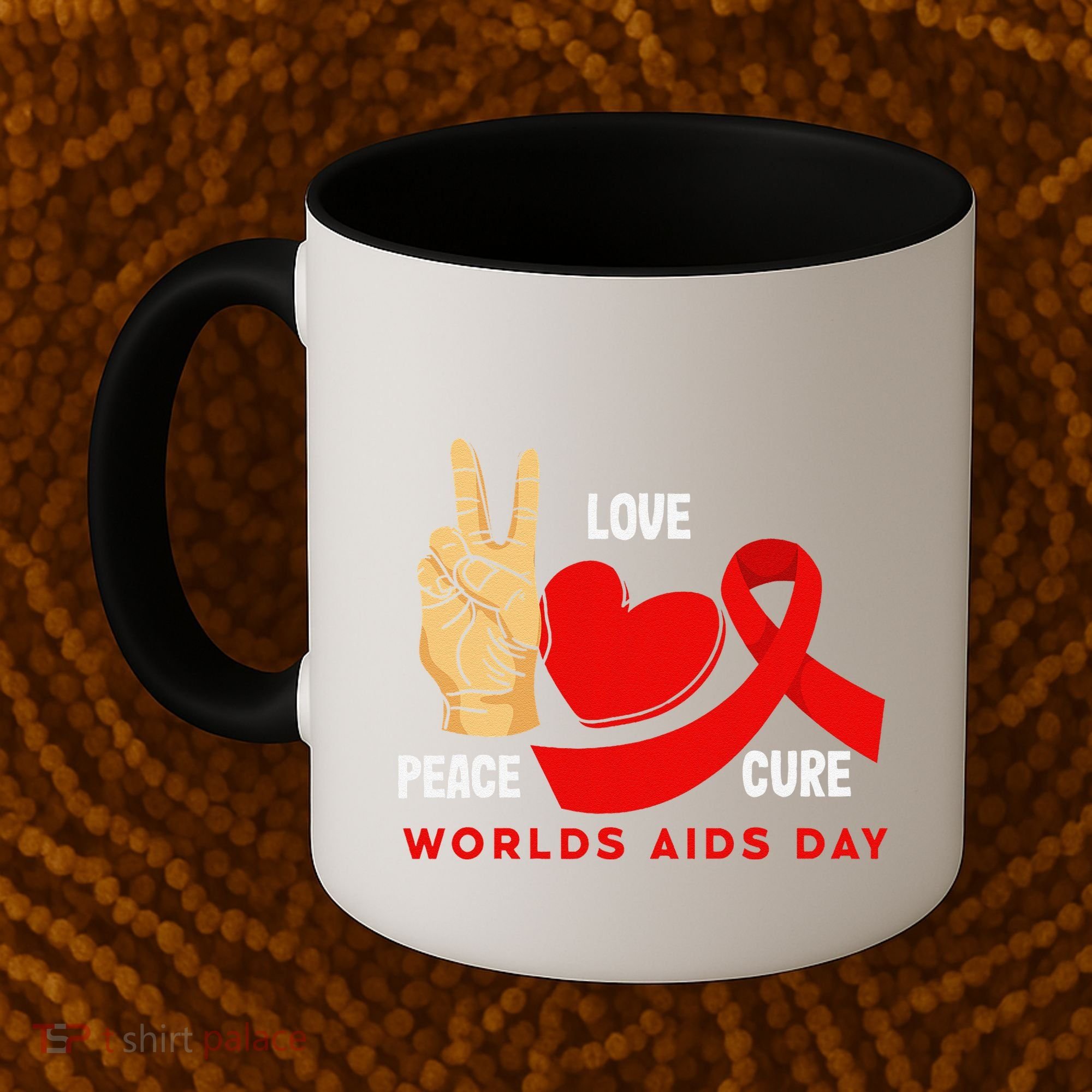 Peace Love Cure Hiv Aids Awareness World Day Coffee Mug