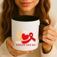 Peace Love Cure Hiv Aids Awareness World Day Coffee Mug thumb 3