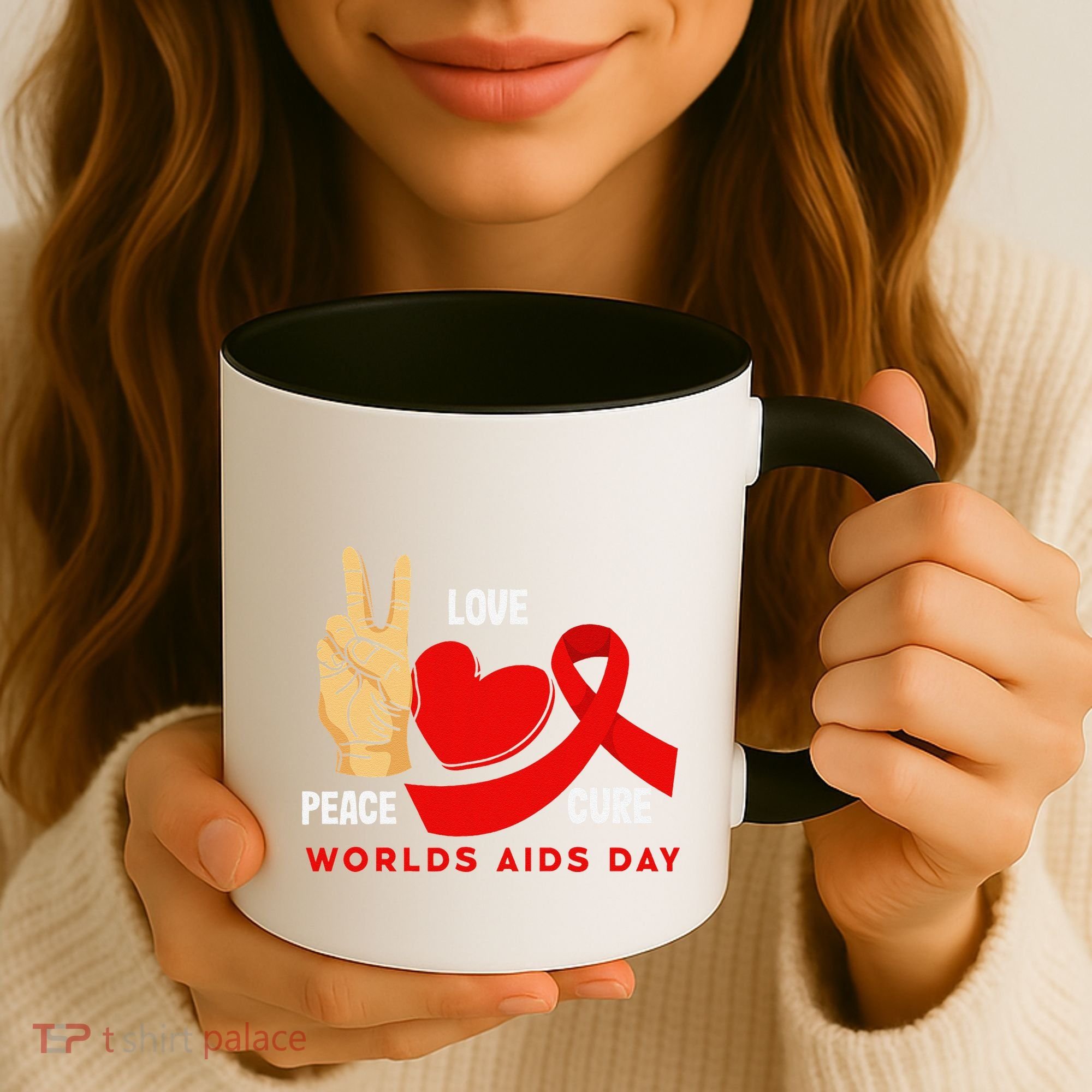 Peace Love Cure Hiv Aids Awareness World Day Coffee Mug