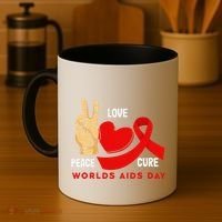 Peace Love Cure Hiv Aids Awareness World Day Coffee Mug thumb 4