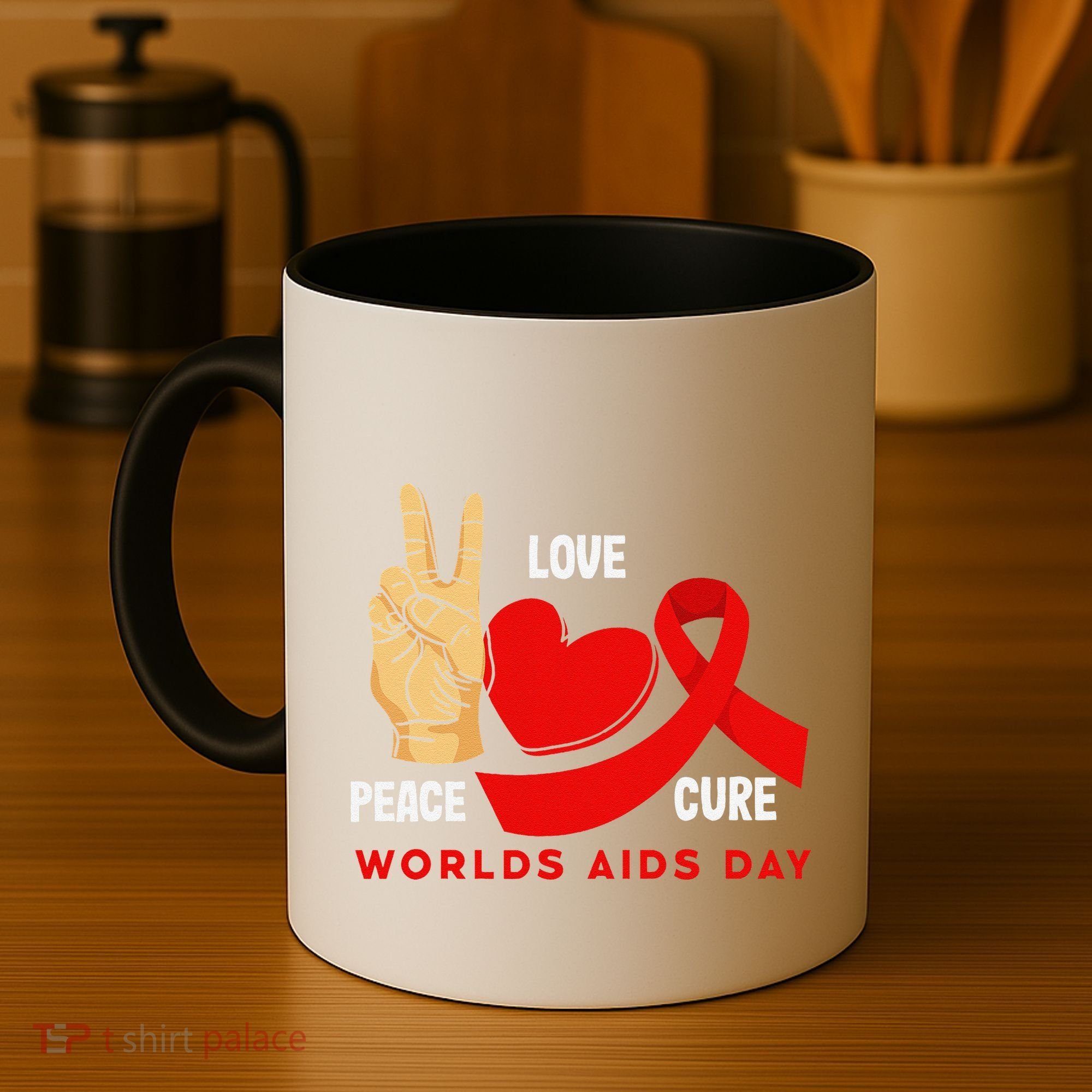 Peace Love Cure Hiv Aids Awareness World Day Coffee Mug