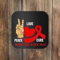 Peace Love Cure Hiv Aids Awareness World Day Coaster thumb 0