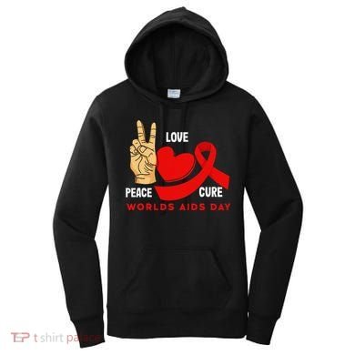 Peace Love Cure Hiv Aids Awareness World Day Women's Hoodie