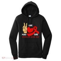 Peace Love Cure Hiv Aids Awareness World Day Women's Hoodie thumb 0