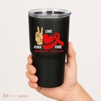 Peace Love Cure Hiv Aids Awareness World Day Tumbler thumb 2