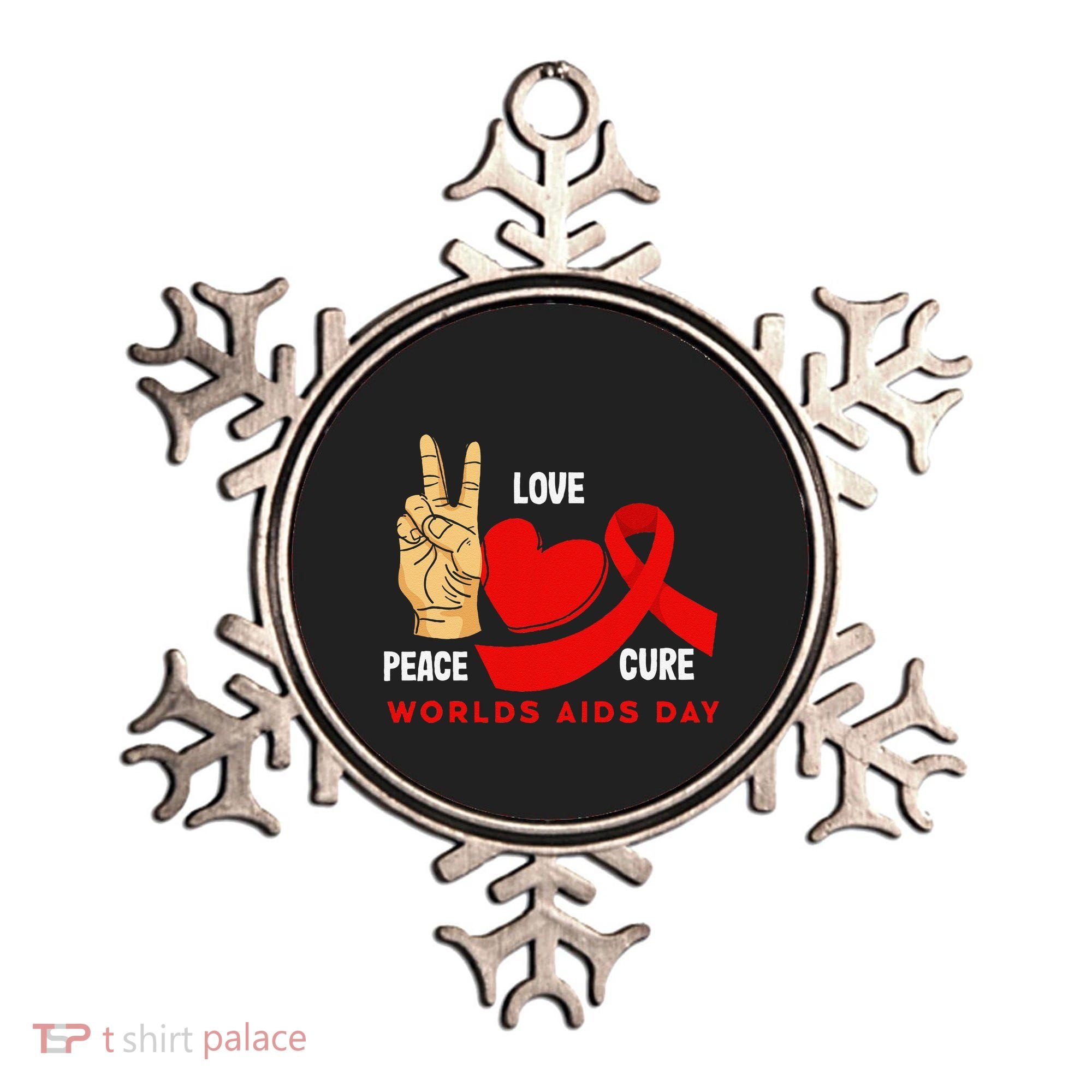 Peace Love Cure Hiv Aids Awareness World Day Ornament