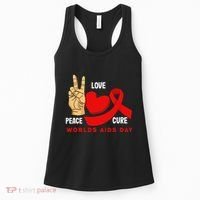 Peace Love Cure Hiv Aids Awareness World Day Women's Tank Top thumb 0