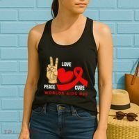 Peace Love Cure Hiv Aids Awareness World Day Women's Tank Top thumb 2