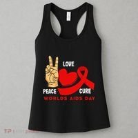 Peace Love Cure Hiv Aids Awareness World Day Women's Tank Top thumb 3