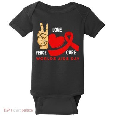Peace Love Cure Hiv Aids Awareness World Day Baby Bodysuit