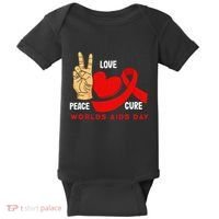 Peace Love Cure Hiv Aids Awareness World Day Baby Bodysuit thumb 0