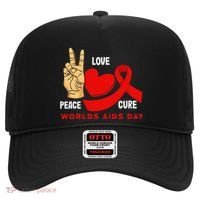 Peace Love Cure Hiv Aids Awareness World Day Hat thumb 0