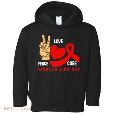 Peace Love Cure Hiv Aids Awareness World Day Toddler Hoodie
