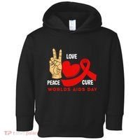 Peace Love Cure Hiv Aids Awareness World Day Toddler Hoodie thumb 0