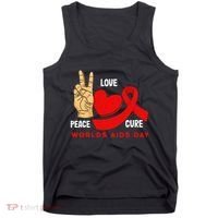 Peace Love Cure Hiv Aids Awareness World Day Tank Top thumb 0