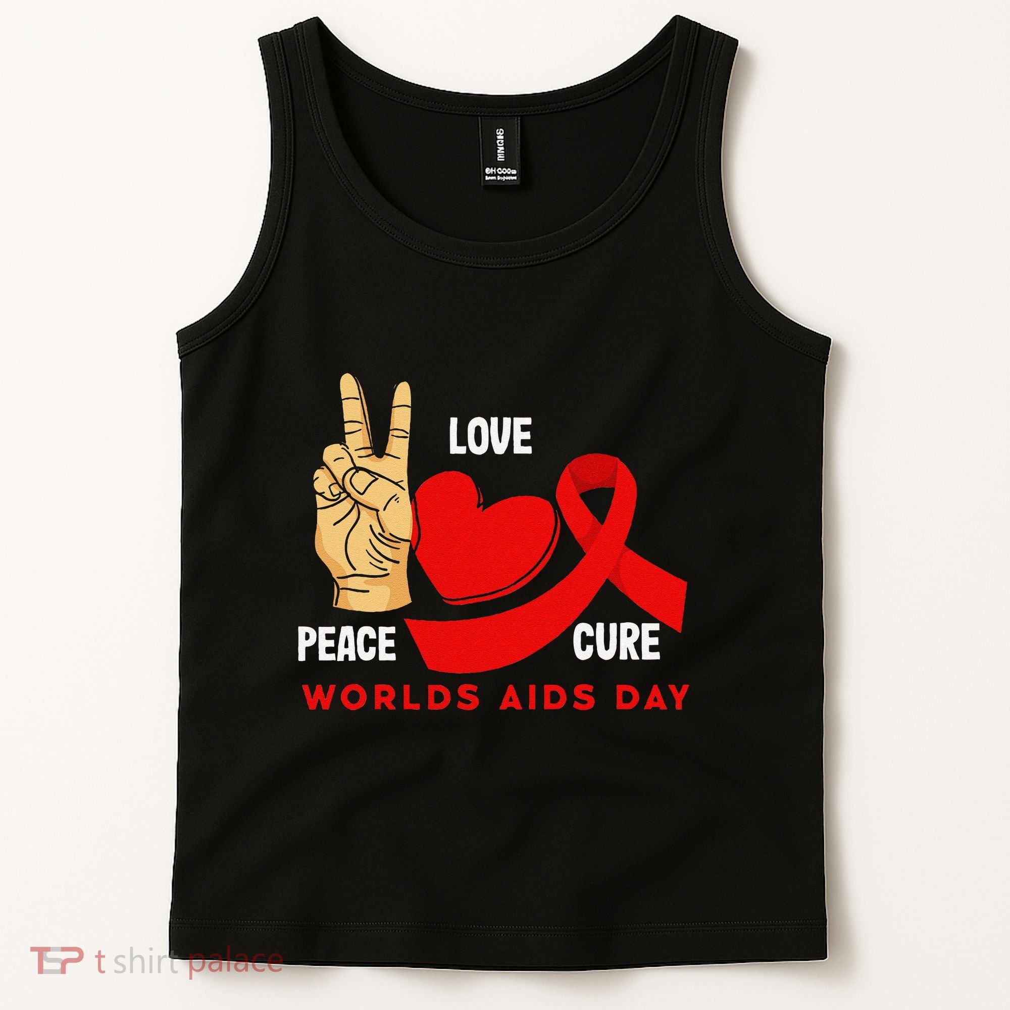 Peace Love Cure Hiv Aids Awareness World Day Tank Top