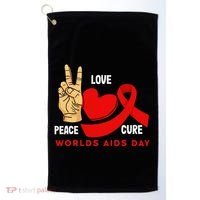 Peace Love Cure Hiv Aids Awareness World Day Golf Towel thumb 0