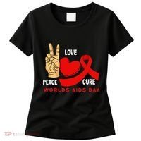 Peace Love Cure Hiv Aids Awareness World Day Women's T-Shirt thumb 0
