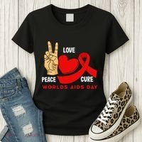 Peace Love Cure Hiv Aids Awareness World Day Women's T-Shirt thumb 3