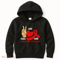 Peace Love Cure Hiv Aids Awareness World Day Kids Hoodie thumb 0