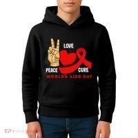 Peace Love Cure Hiv Aids Awareness World Day Kids Hoodie thumb 4