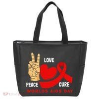 Peace Love Cure Hiv Aids Awareness World Day Tote Bag thumb 0