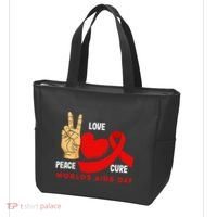 Peace Love Cure Hiv Aids Awareness World Day Tote Bag thumb 3