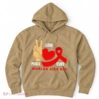 Peace Love Cure Hiv Aids Awareness World Day Hoodie thumb 0