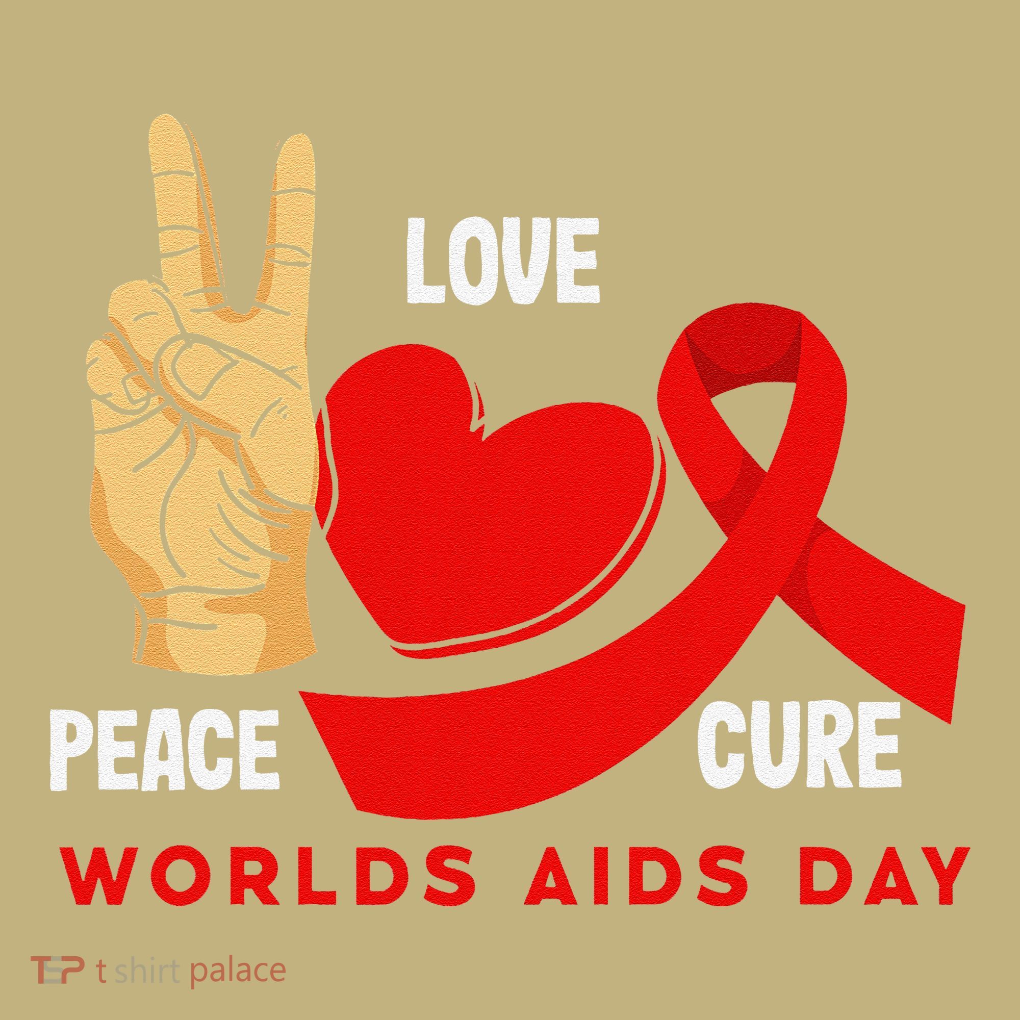 Peace Love Cure Hiv Aids Awareness World Day Sweatshirt