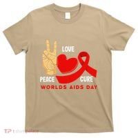 Peace Love Cure Hiv Aids Awareness World Day T-Shirt thumb 0