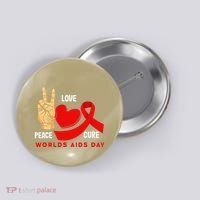 Peace Love Cure Hiv Aids Awareness World Day Button thumb 0