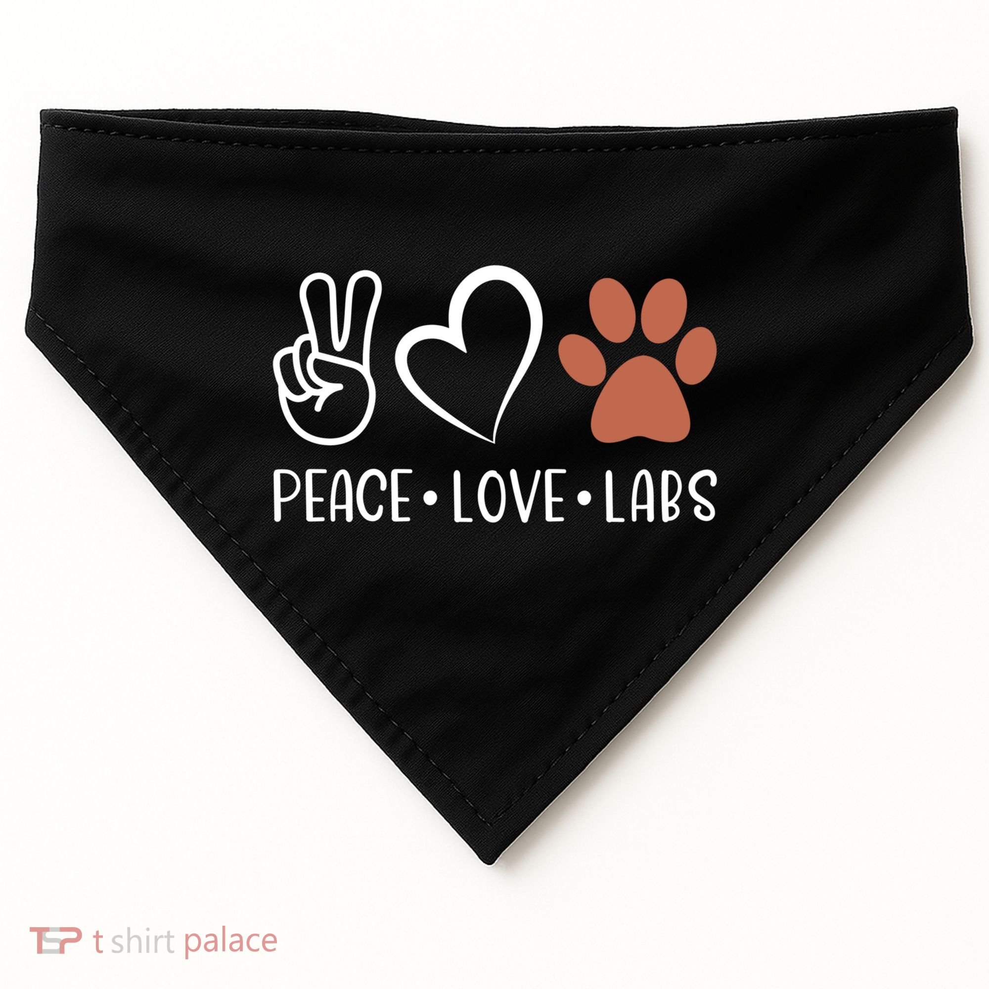 Peace Love Chocolate Labs Labrador Lab Mom Valentine's Day Gift USA-Made Doggie Bandana
